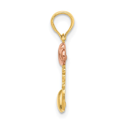 14K Two-Tone W/White Rhodium I Love You W/Hearts Charm