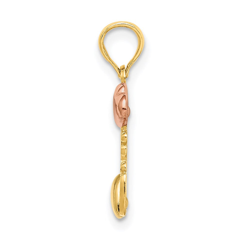 14K Two-Tone W/White Rhodium I Love You W/Hearts Charm