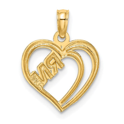 14K Yellow & Rhodium W/Rhodium Rn Inside Double Hearts Charm