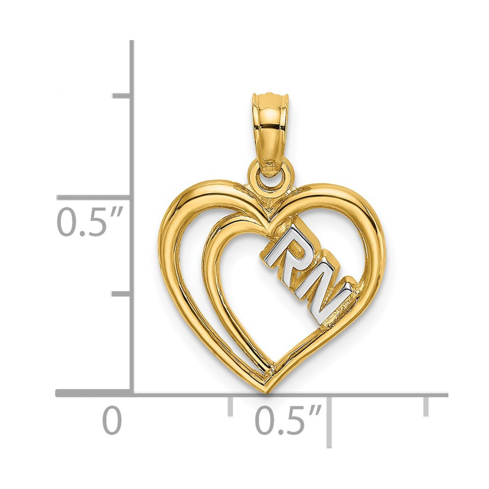 14K Yellow & Rhodium W/Rhodium Rn Inside Double Hearts Charm