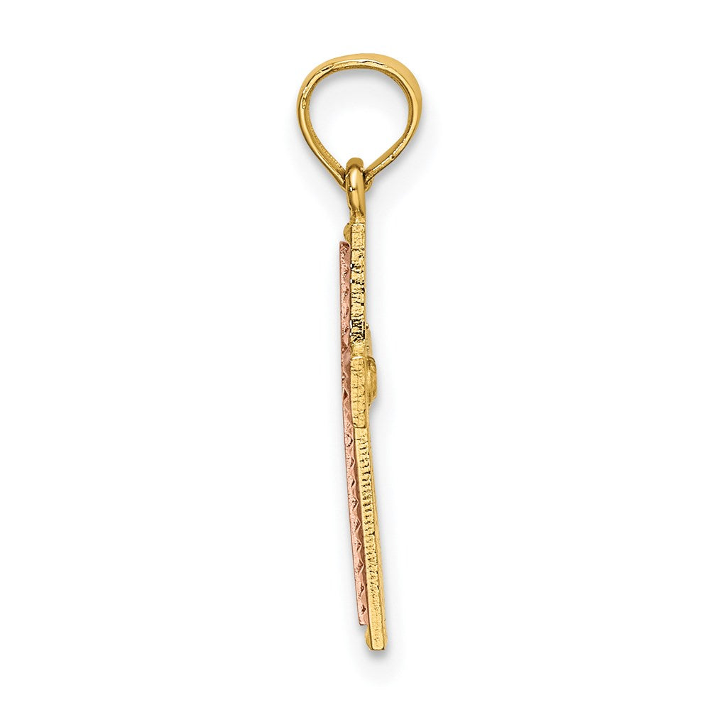 14K Two-Tone Polished Cross Charm