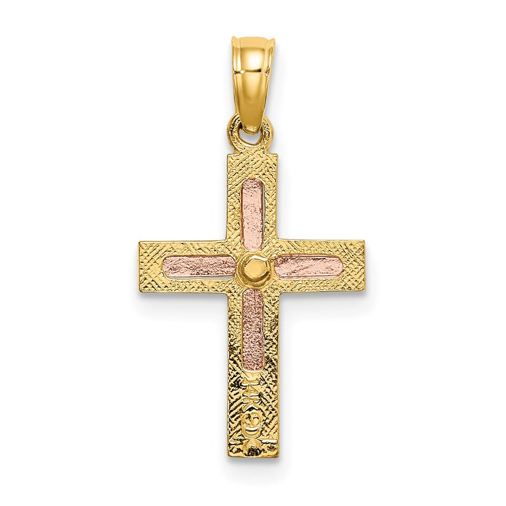 14K Two-Tone Polished Cross Charm