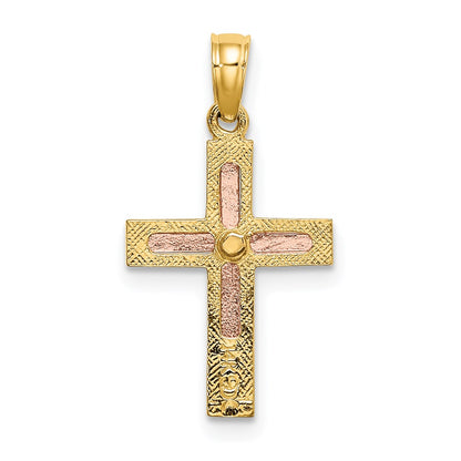 14K Two-Tone Polished Cross Charm