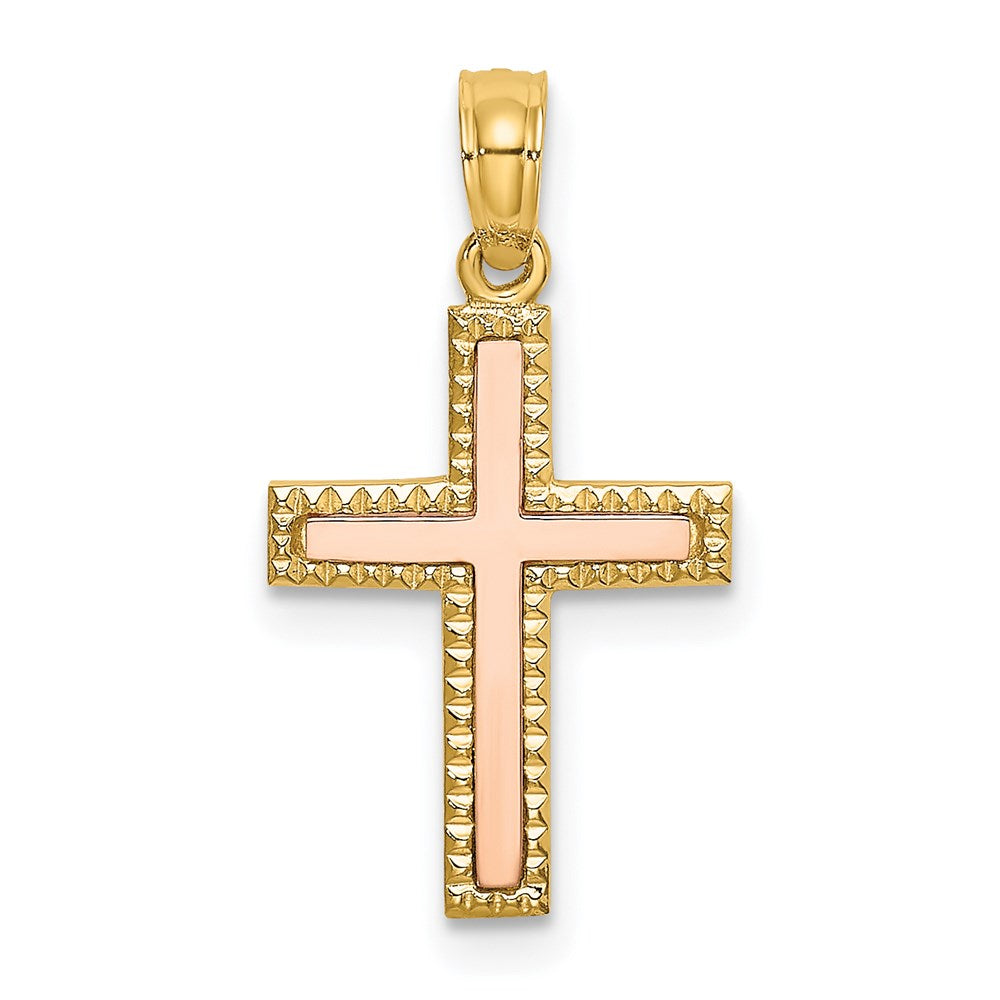 14K Two-Tone Polished Cross Charm