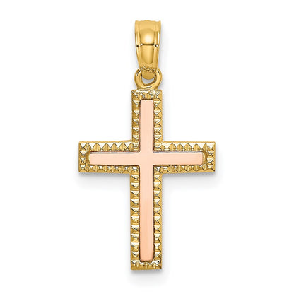 14K Two-Tone Polished Cross Charm