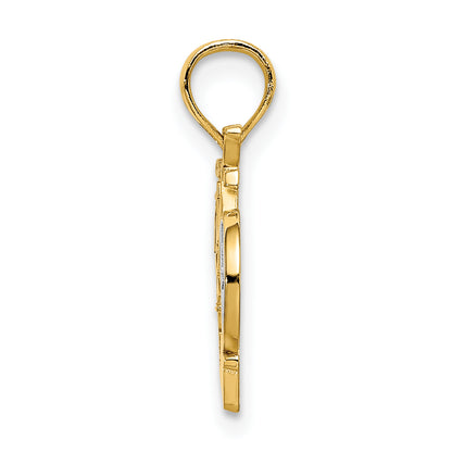 14K Yellow & Rhodium With White Ocean City, Nj Bicycle Charm