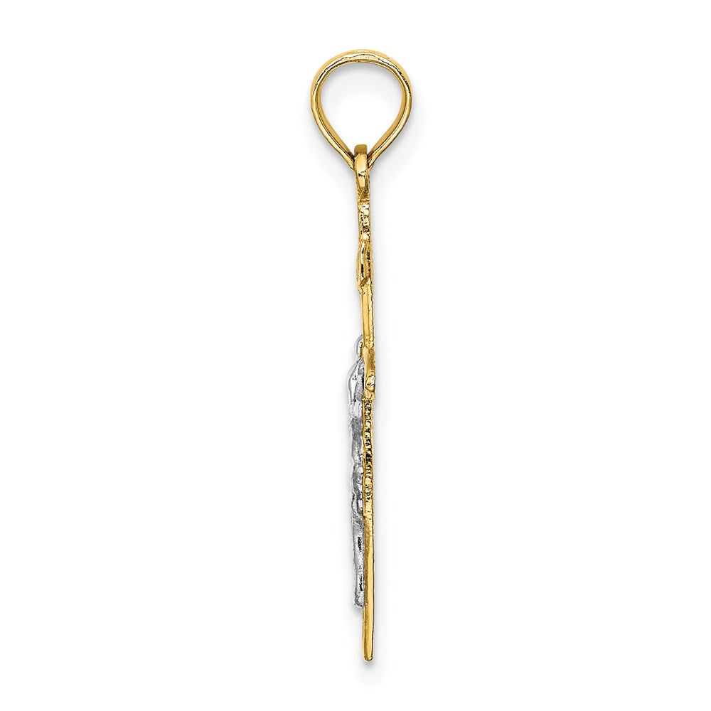 14K Yellow & Rhodium W/ Inricrucifix Charm