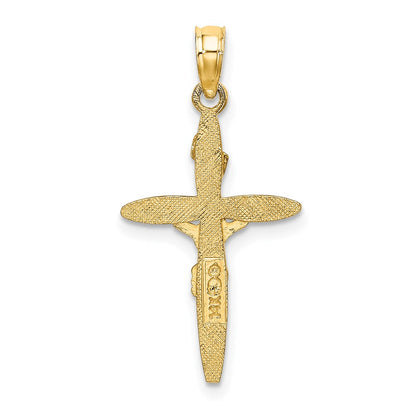 14K Yellow & Rhodium W/ Inricrucifix Charm