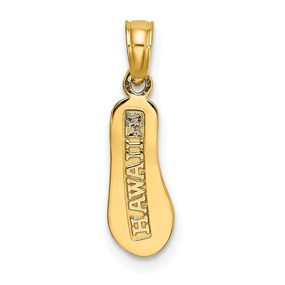 14K Yellow & Rhodium With White 3D Hawaii Single Flip-Flop Charm