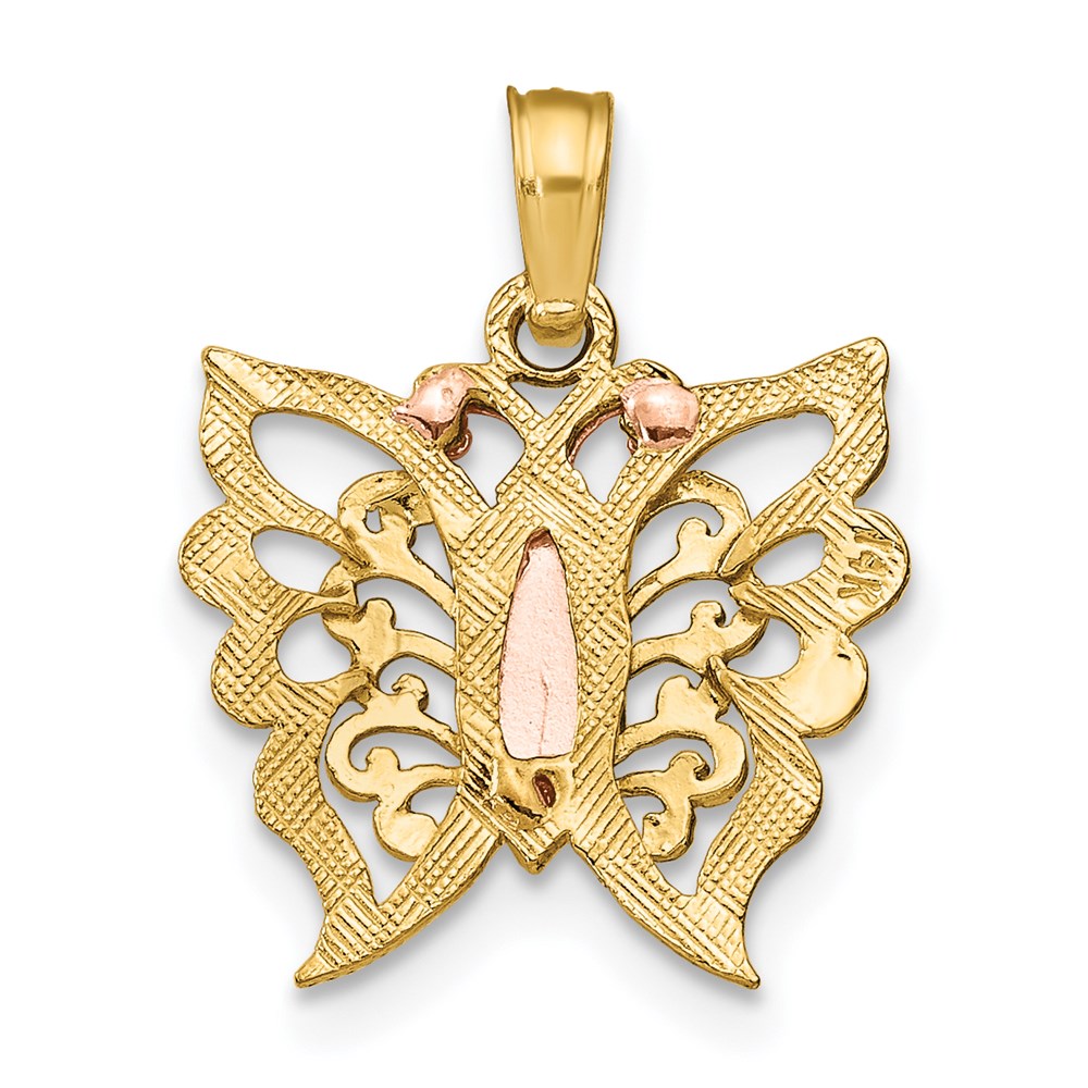 14K Two-Tone W/White Rhodium Butterfly Cut-Out Charm