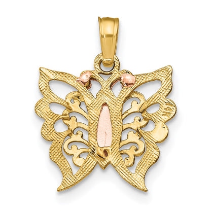14K Two-Tone W/White Rhodium Butterfly Cut-Out Charm