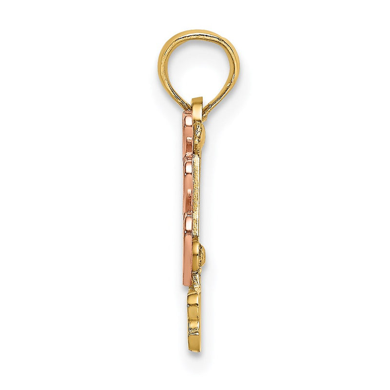 14K Two-Tone Polished #1 Godmother And Hearts Pendant