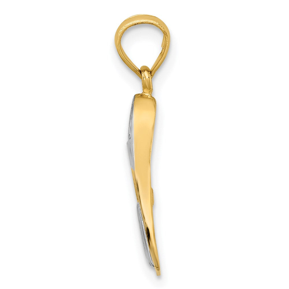 14K Yellow & Rhodium 3-D Scuba Flipper Charm