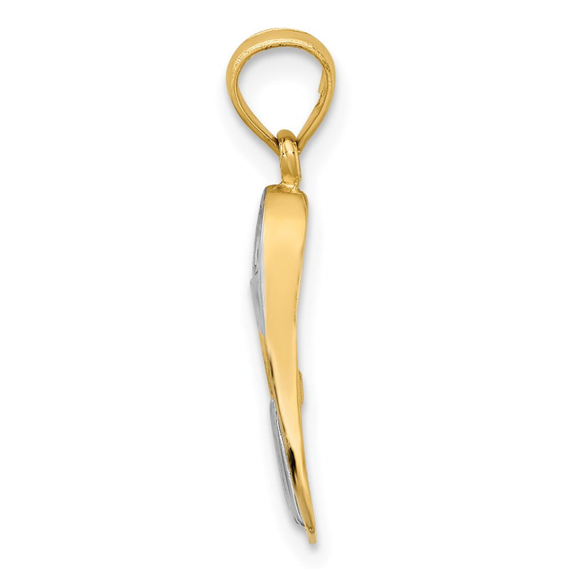 14K Yellow & Rhodium 3-D Scuba Flipper Charm