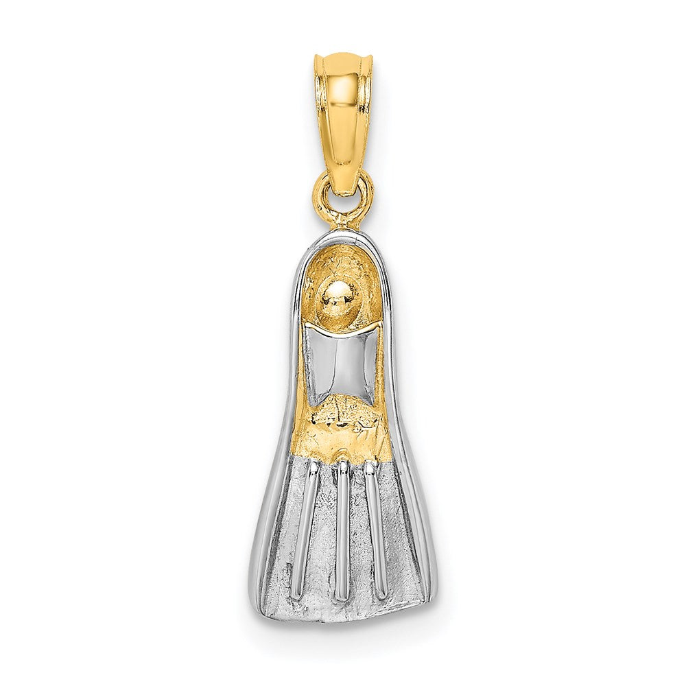 14K Yellow & Rhodium 3-D Scuba Flipper Charm