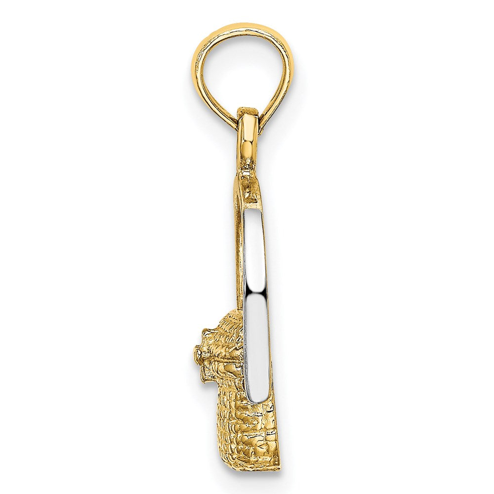 14K Yellow & Rhodium W/ 2-D Nantucket Basket Charm