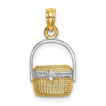 14K Yellow & Rhodium W/ 2-D Nantucket Basket Charm