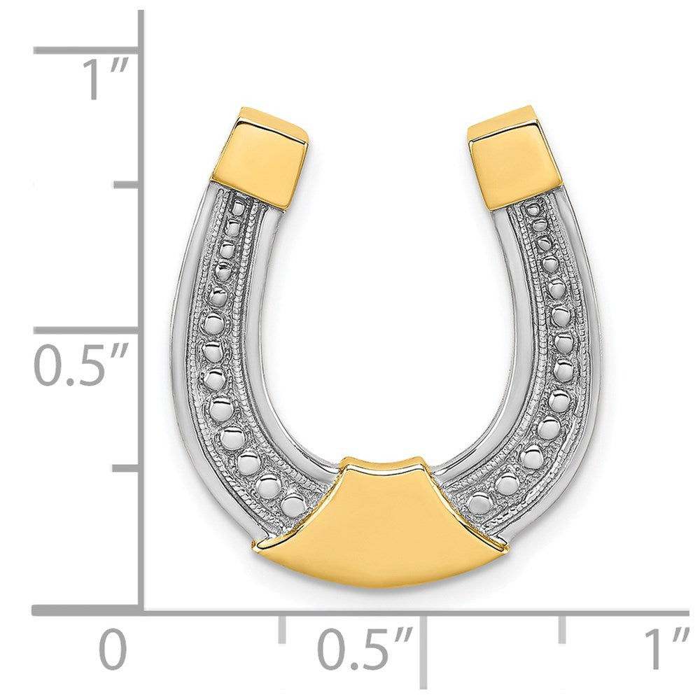 14K Yellow & Rhodium W/ Horseshoe Chain Slide Charm