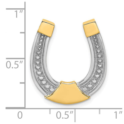 14K Yellow & Rhodium W/ Horseshoe Chain Slide Charm