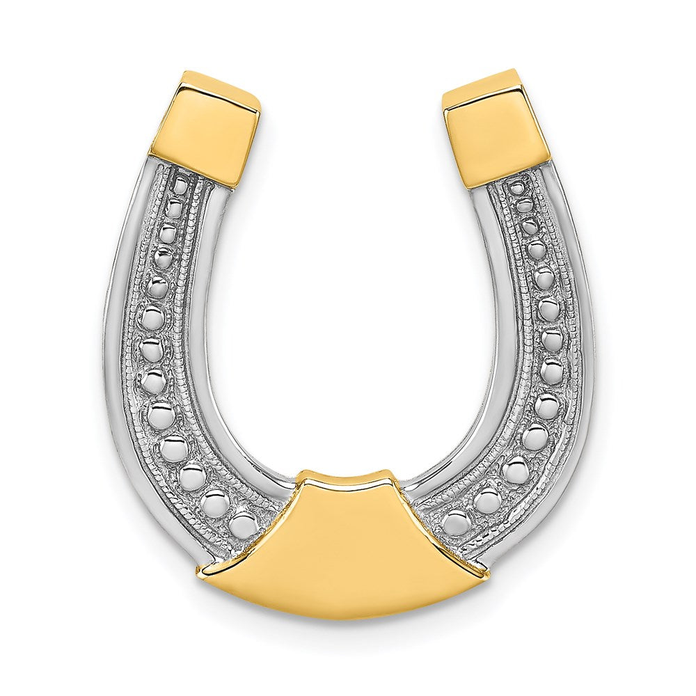 14K Yellow & Rhodium W/ Horseshoe Chain Slide Charm