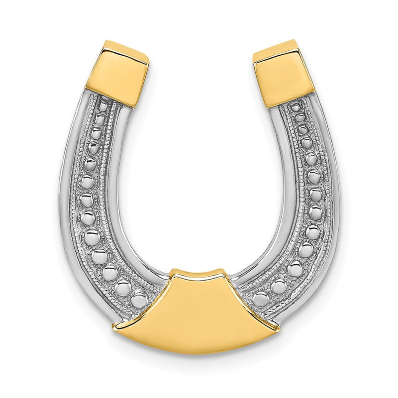 14K Yellow & Rhodium W/ Horseshoe Chain Slide Charm