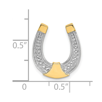14K Yellow & Rhodium W/ Horseshoe Chain Slide Charm