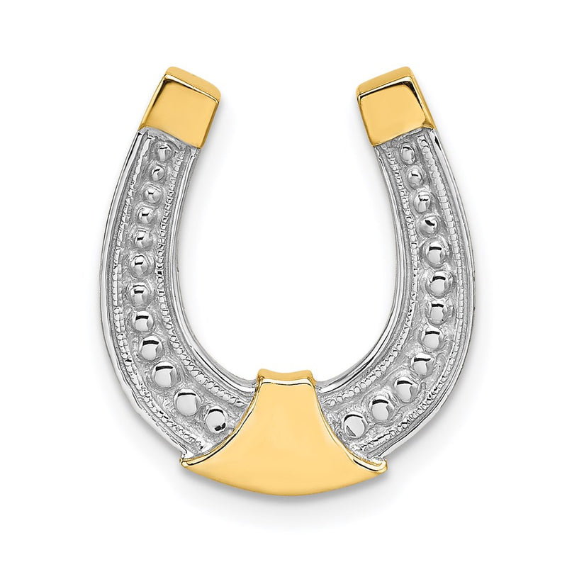 14K Yellow & Rhodium W/ Horseshoe Chain Slide Charm