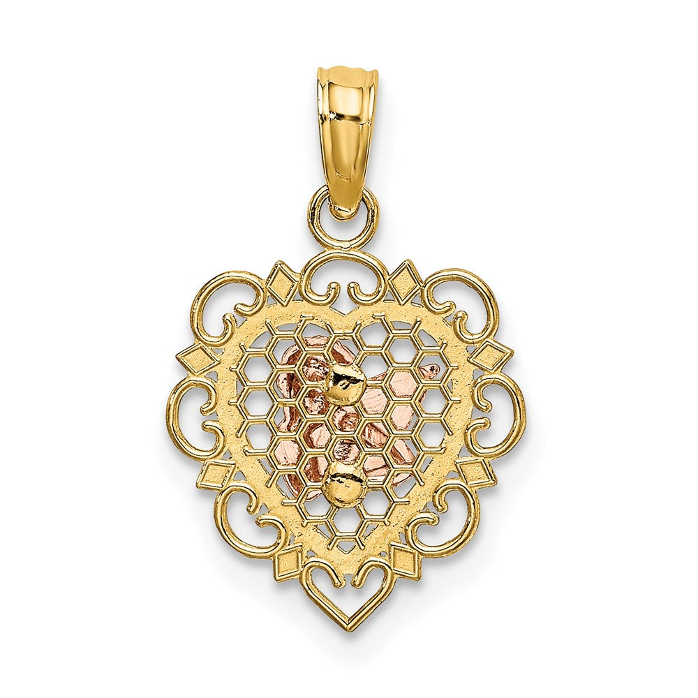 14K Two-Tone W/White Rhodium Small Angel In Heart Charm