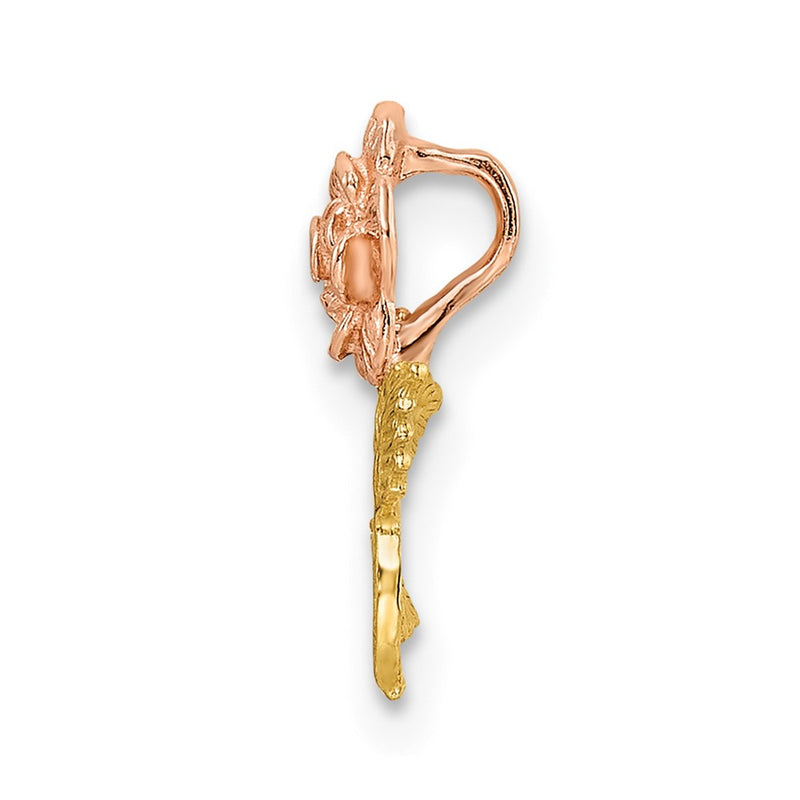 14K Two-Tone Textured Rose Slide Pendant