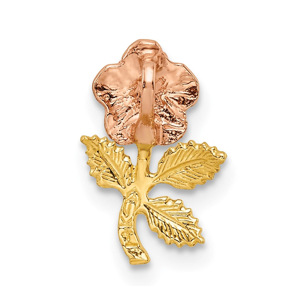 14K Two-Tone Textured Rose Slide Pendant