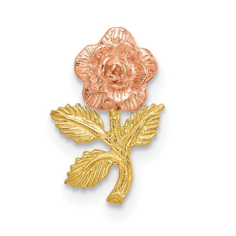 14K Two-Tone Textured Rose Slide Pendant