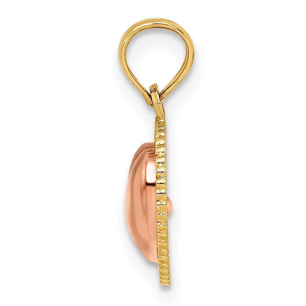 14K Two-Tone Yellow And Rose Gold Polished Heart Beaded Charm