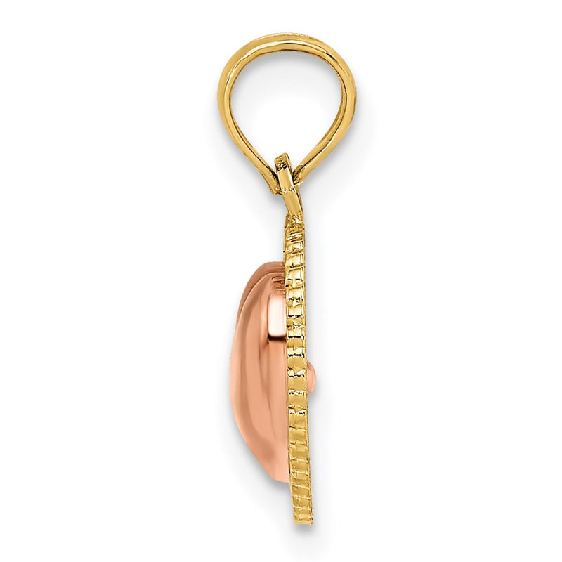 14K Two-Tone Yellow And Rose Gold Polished Heart Beaded Charm
