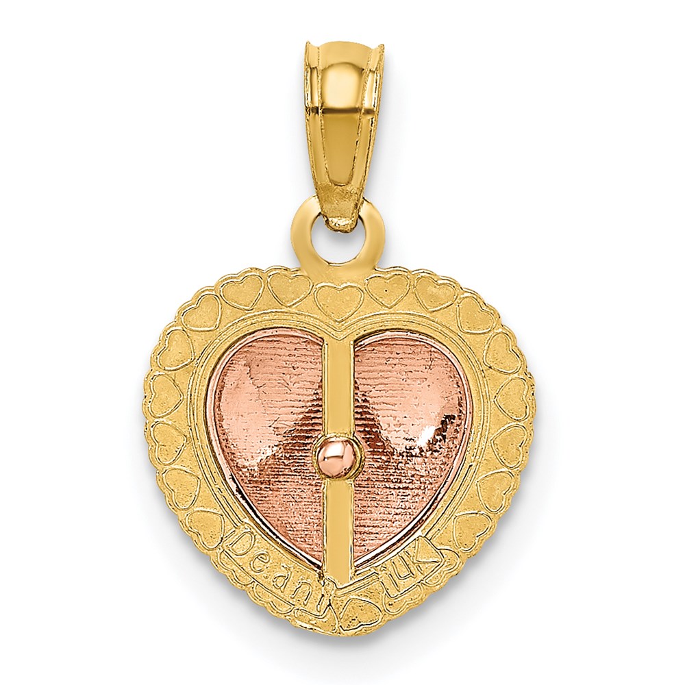 14K Two-Tone Yellow And Rose Gold Polished Heart Beaded Charm