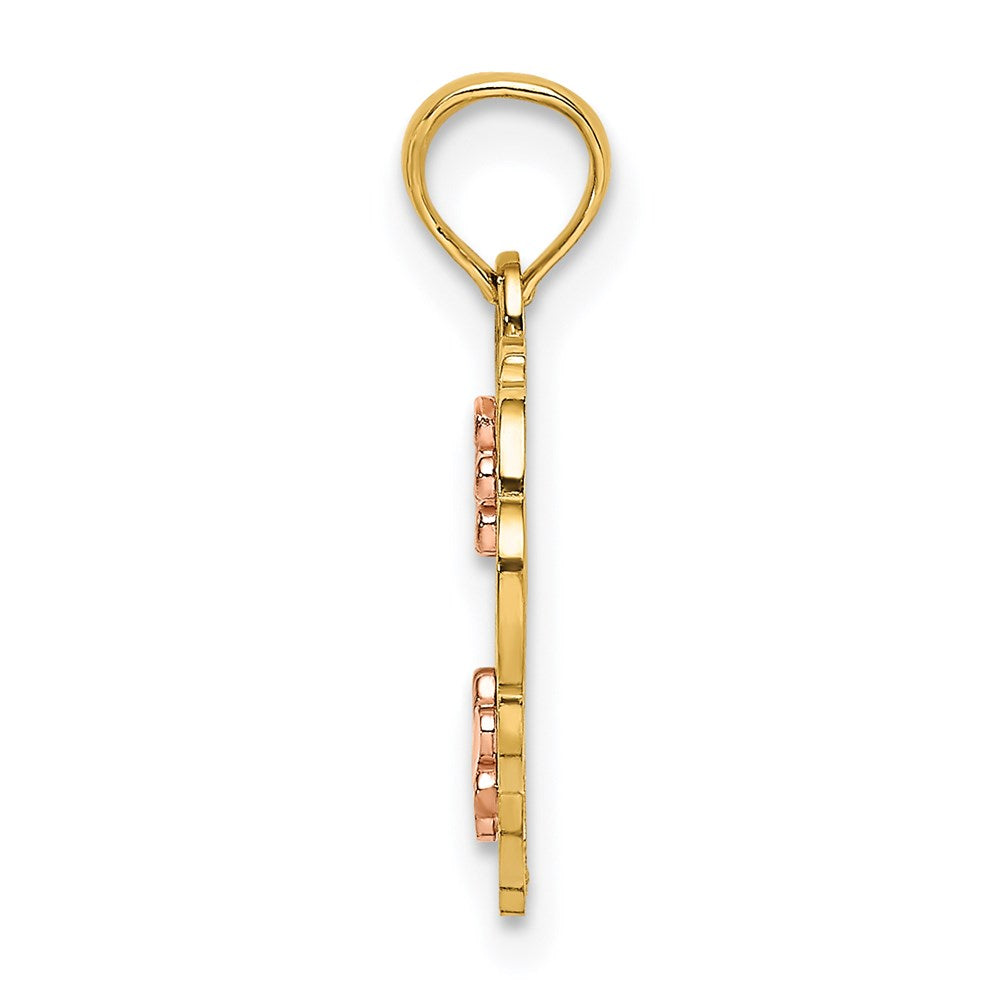 14K Two-Tone Diamond-Cut #1 God Mother In Heart Charm
