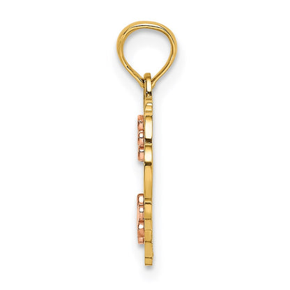 14K Two-Tone Diamond-Cut #1 God Mother In Heart Charm