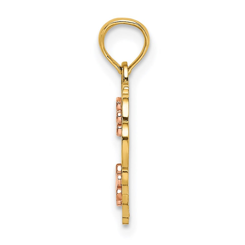 14K Two-Tone Diamond-Cut #1 God Mother In Heart Charm