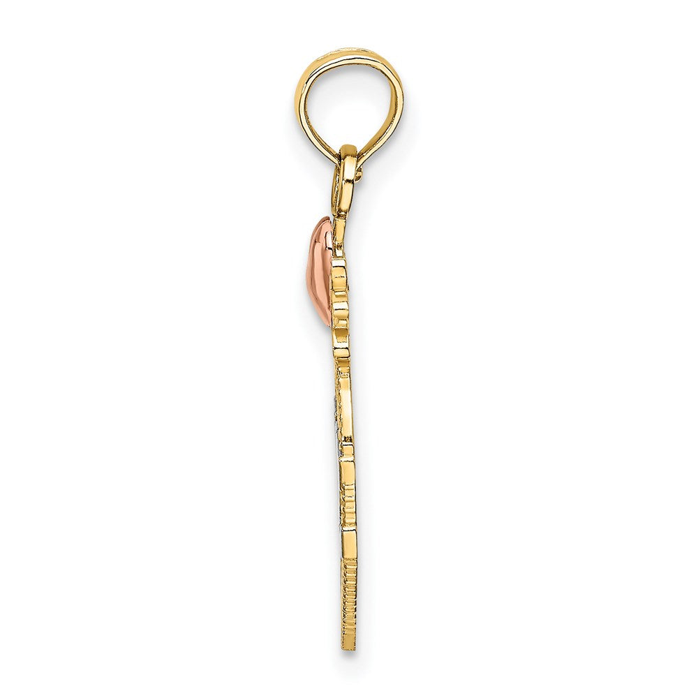 14K Two-Tone W/ White Rhodium Love Inside Heart Pendant
