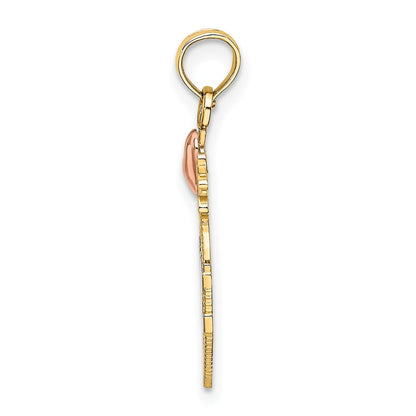 14K Two-Tone W/ White Rhodium Love Inside Heart Pendant