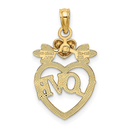 14K Two-Tone W/ White Rhodium Love Inside Heart Pendant