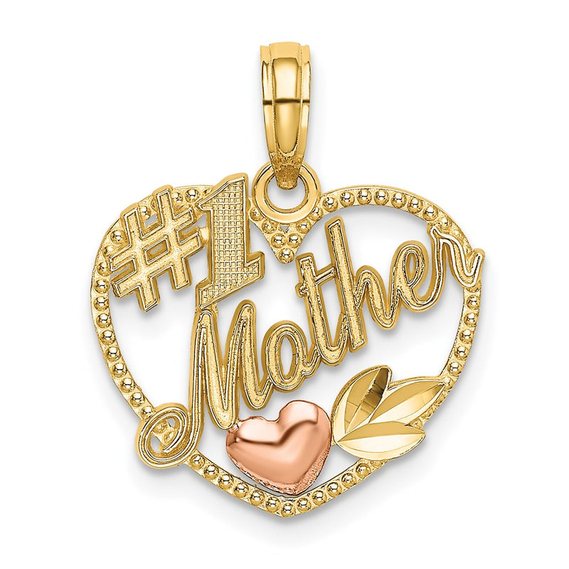 14K Two-Tone Heart W/ #1 Mother Charm