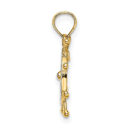 14K Yellow & Rhodium W/ 2-D Ship Wheel Charm