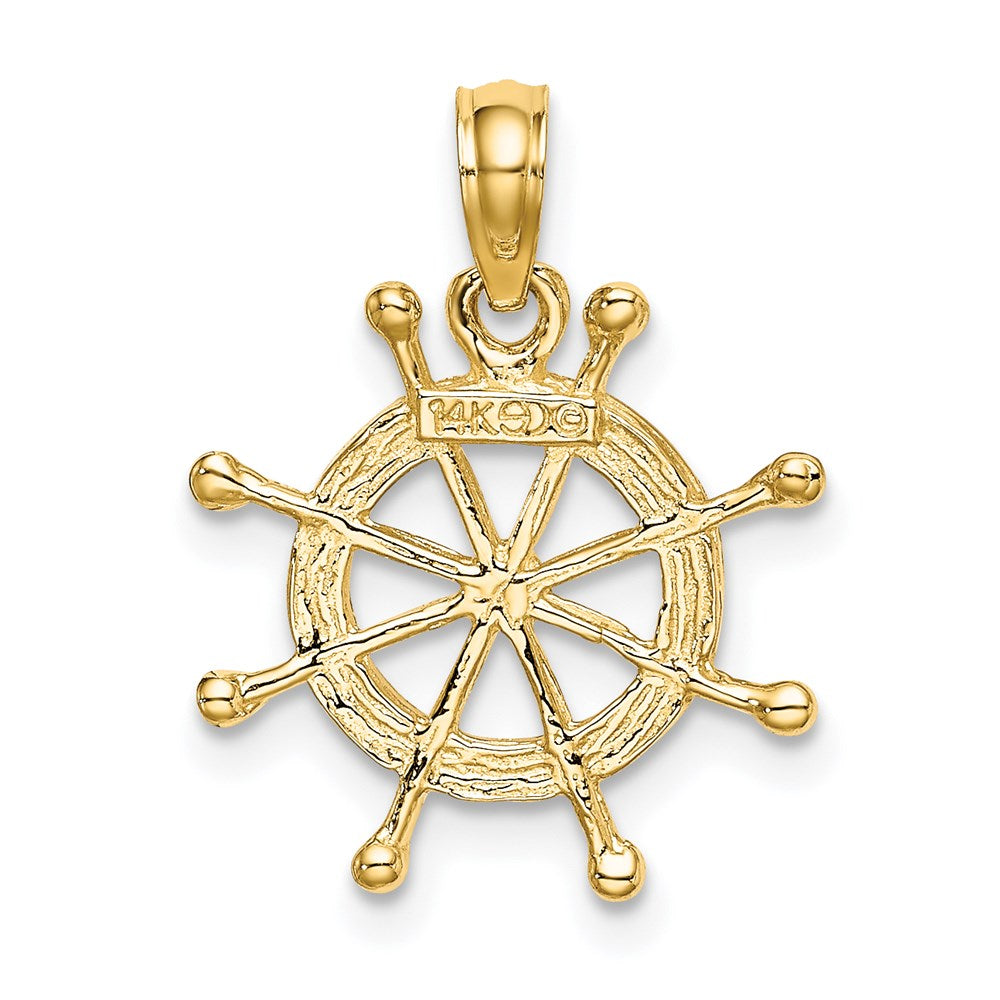 14K Yellow & Rhodium W/ 2-D Ship Wheel Charm