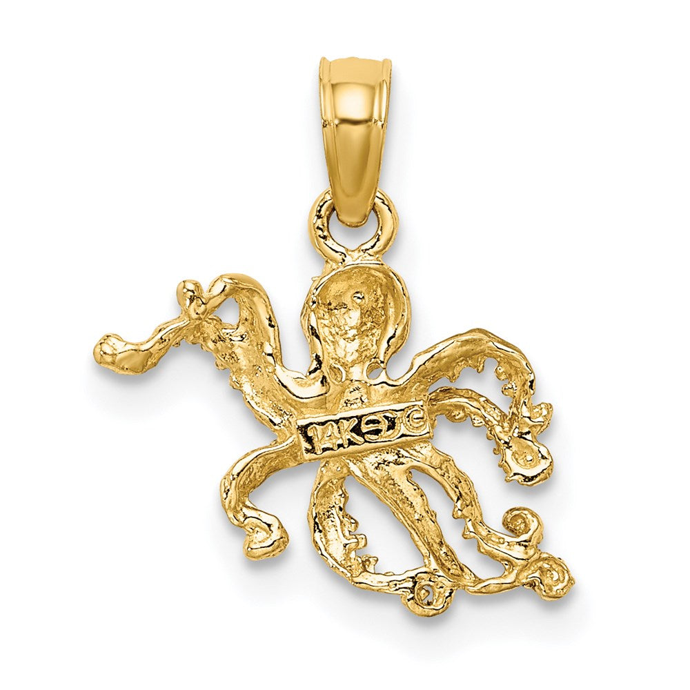 14K Yellow & Rhodium W/ Textured Octopus Charm