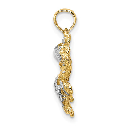 14K Yellow & Rhodium With White Textured Octopus Charm