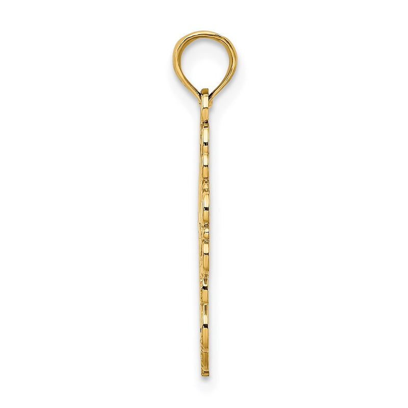 14K Yellow & Rhodium W/ Beaded Lace Trim Cross Charm