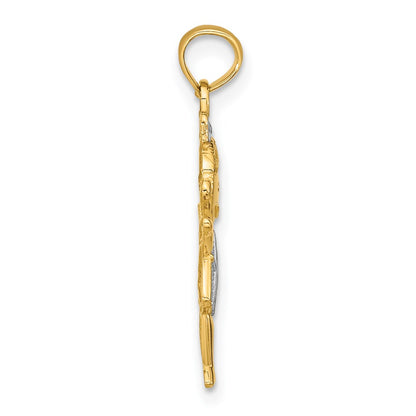 14K Yellow & Rhodium Textured W/Rhodium Girl Charm