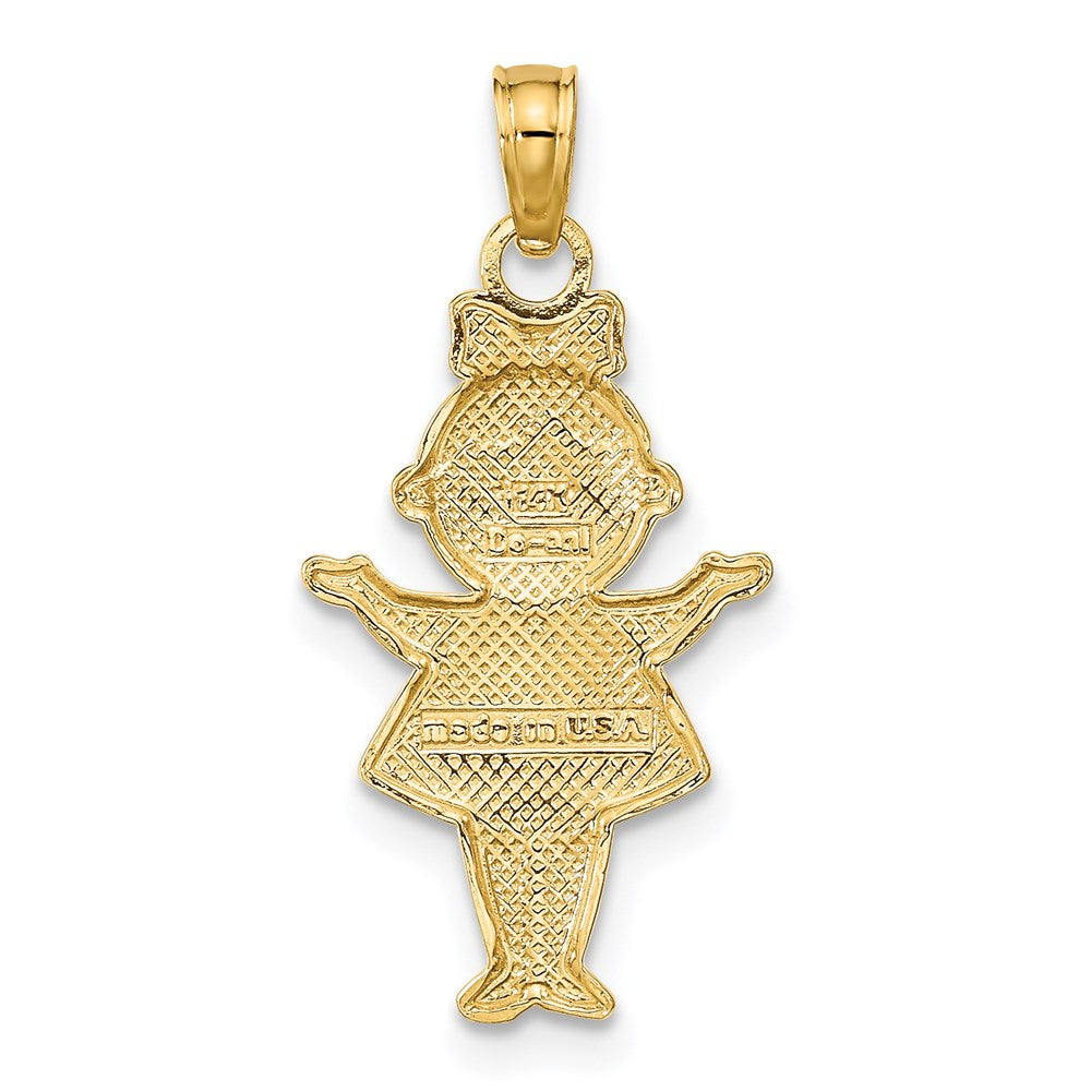 14K Yellow & Rhodium Textured W/Rhodium Girl Charm