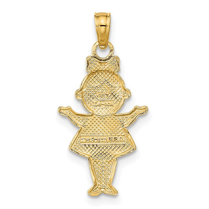 14K Yellow & Rhodium Textured W/Rhodium Girl Charm