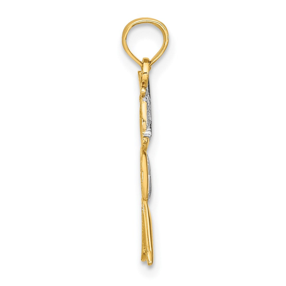 14K Yellow & Rhodium Textured W/Rhodium Boy Charm